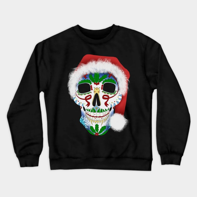 Christmas Sugar Skull Crewneck Sweatshirt by Mystik Media LLC